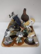 Eight Border Fine Arts figures, including ducks, gun dog, birds of prey,