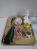 A tray of studio glass duck,