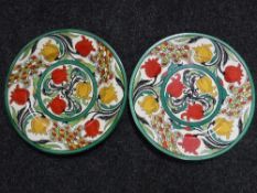 A pair of Maling floral wall plaques pattern number 5527