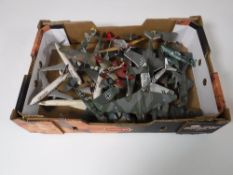 A box containing a quantity of plastic military air craft and airliners