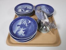 A tray containing a Royal Copenhagan figure, 'Boy with Cow',