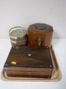 An antique rosewood jewellery box,