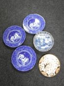 An 18th century Caughley blue and white bowl with scalloped edge,