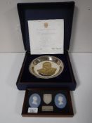 A Winston Churchill centenary trust commemorative plate - gold on sterling silver,
