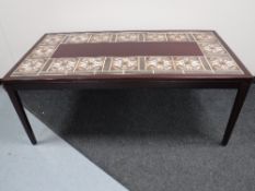A Danish tiled topped coffee table