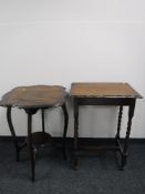 A shaped occasional table and an occasional table