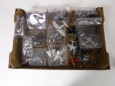A box containing a quantity of boxed and unboxed die cast craft air craft
