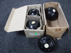 Two pairs of boxed composite bowls