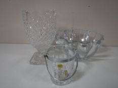 A Slovakian crystal bowl, together with a French crystal wine bucket,