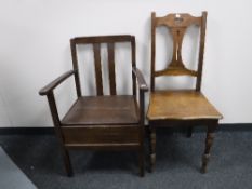 A mahogany hall chair,