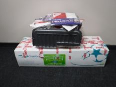A box of England flags and a boxed set of Samba 6' x 4' goals