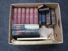 A box of late nineteenth century and twentieth century volumes including two leather bound volumes