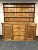 A Victorian pine farmhouse dresser, width 187.
