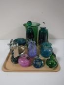 A tray containing studio glassware, Medina, Mount Royal, Ireland Studio Glass,