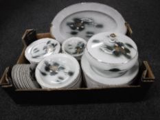 A box and a tray of Japanses Kutani tea and dinner service