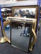 Four contemporary framed mirrors,