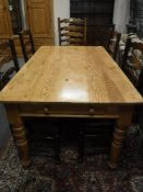 A pine farmhouse kitchen table,