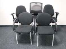 Three swivel office chairs,