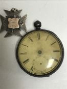 A sterling silver cased pocket watch and a sterling silver fob