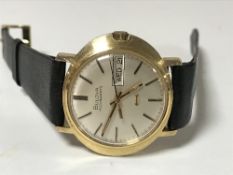 A scarce 9ct gold Bulova Accuquartz wristwatch,