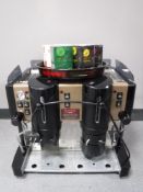 A Kimbo Espresso machine and a tray of tea