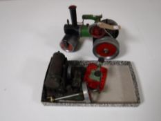 A Mamod steam traction engine and a scratch built steam engine