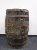 An oak coopered barrel