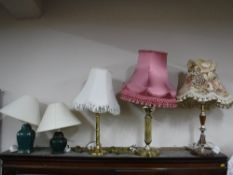 Sixteen assorted table lamps with shades