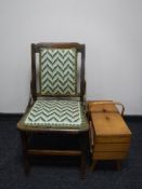 A bedroom chair and a concertina sewing box