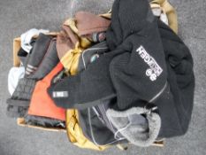 Three boxes of vintage clothing and two pairs of Berghaus boots