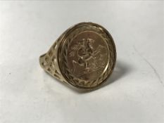 A 9ct gold St George ring