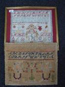 Two late 19th century samplers (one framed)