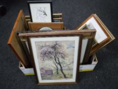 A box containing a large quantity of assorted pictures and prints