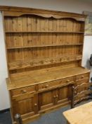 A large pine kitchen dresser,