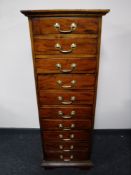 An Indonesian hardwood ten drawer chest,