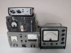 Six testing meters including a transistor amplifier,