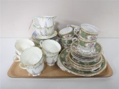 A tray of Foley bone china tea service and a Queen Anne Regency tea service