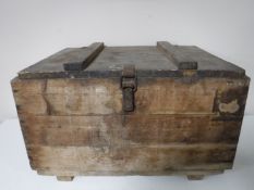 A wooden ammunition crate