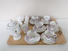 A tray containing a fifteen piece Royal Standard Wistaria tea service,