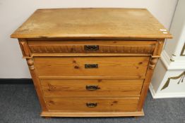 An antique pine four drawer chest,