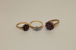 Three 9ct gold rings