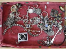 A collection of silver and white metal jewellery - necklaces, Siam brooch etc.