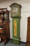 An antique continental painted longcase clock,