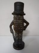 A cast iron letter box, together with a cast iron, Mister Peanut money box,