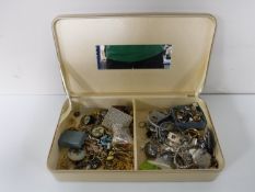 A box of costume jewellery - bangles, earrings, brooches etc.