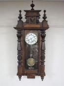 A mahogany Vienna 8 day wall clock