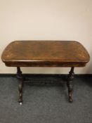 A Victorian inlaid walnut turnover top card table,