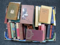 Two boxes containing twentieth century books, novels, family health encyclopaedia,
