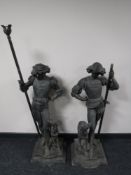 A pair of Nineteenth Century Miroy of Paris spelter figures modelled as court boys with greyhounds,