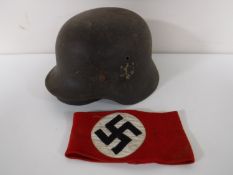 A WWII German army helmet,